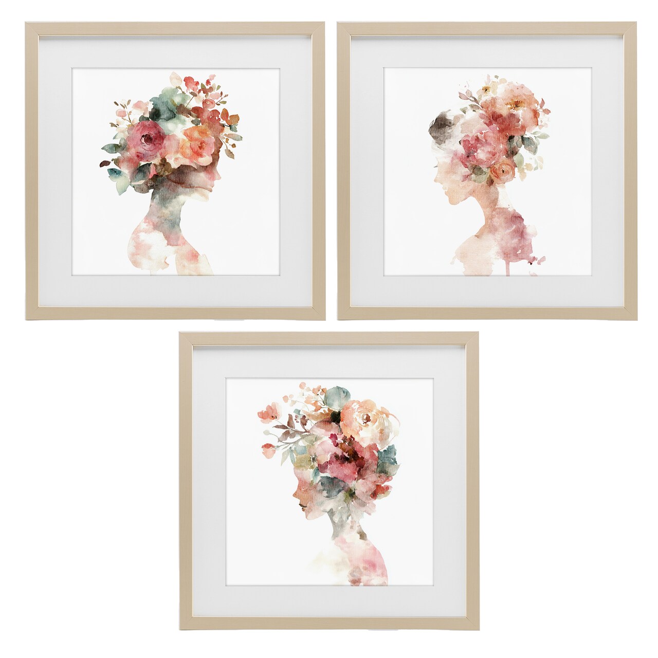 Stupell Industries Floral Dreamscape Portraits 3pc Framed Print Under Glass Set, design by Svetlana Aleynikova